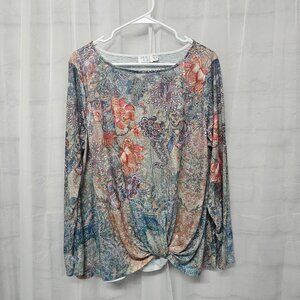 Time and Tru Top Grunge Boho Floral Casual 2XL